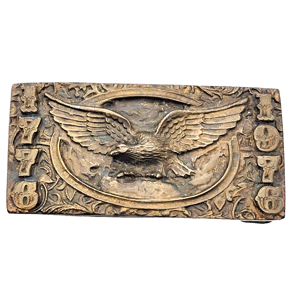 VINTAGE 1976 Belt Buckle Bicentennial 3-D EAGLE Adezy Denver Bronze 3.75" Long